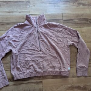 Vuori Women's Half Zip Hoodie Dusty Rose Pink Organic Cotton Sz M